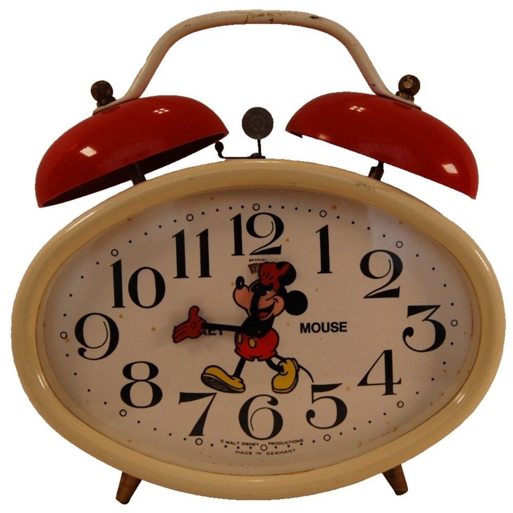 Bradley Mickey Mouse Oval Shaped Wind-Up Alarm Clock  - MFG Germany - Working